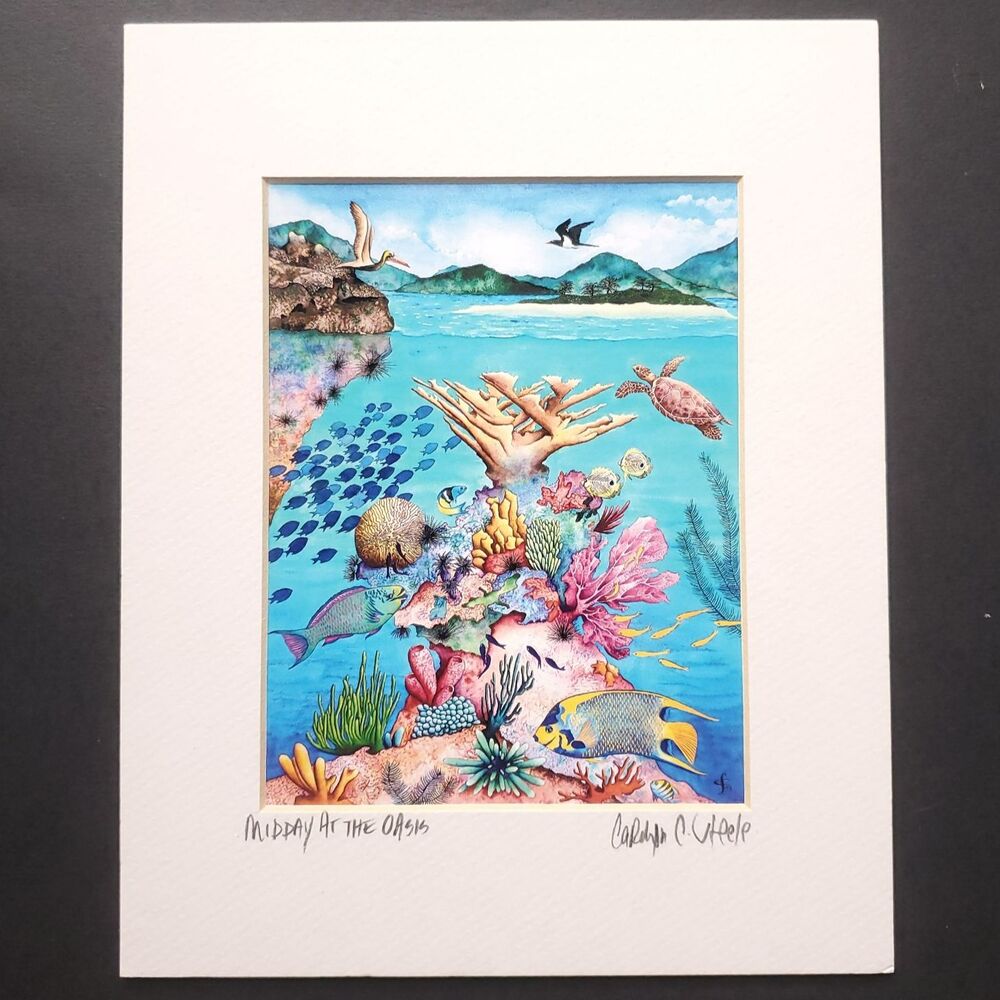 Carolyn Steele Art Print Signed Matted 8x10 Tropical Ocean Underwater Scene